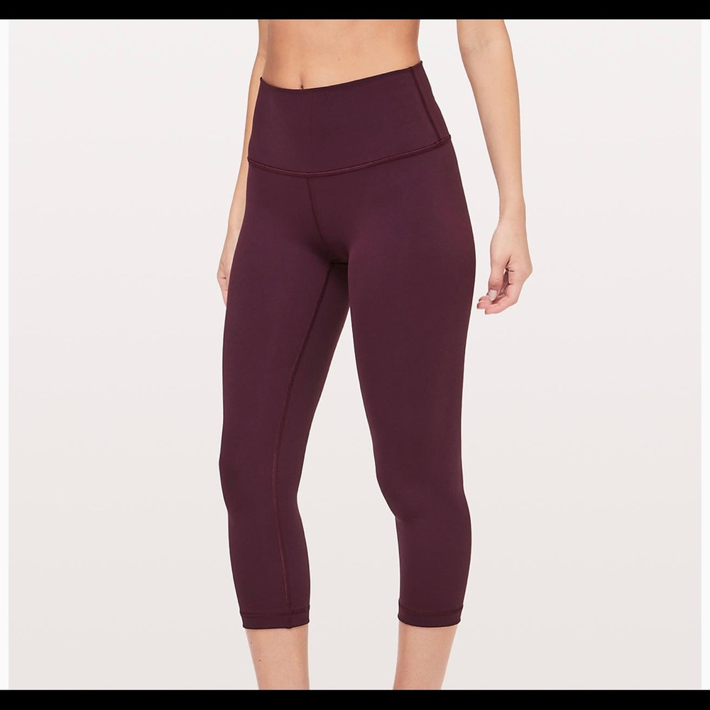 Lululemon Maroon Wunder Under Crop (High-Rise)